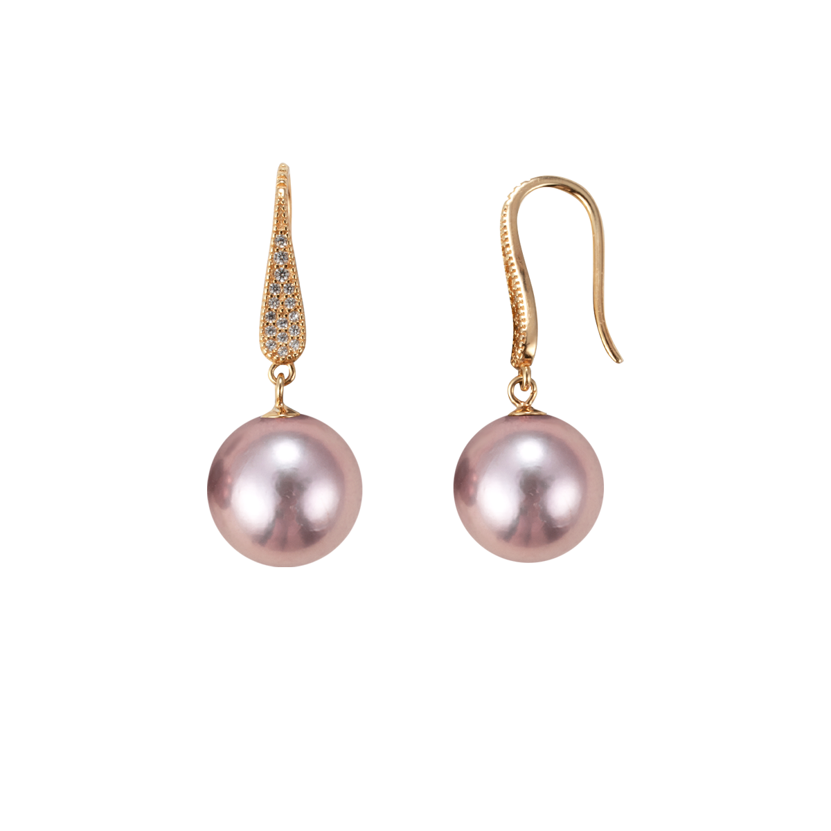 鎏金紫-11-12mm紫色淡水珍珠耳坠 淡水爱迪生 Pearl Earrings detail view