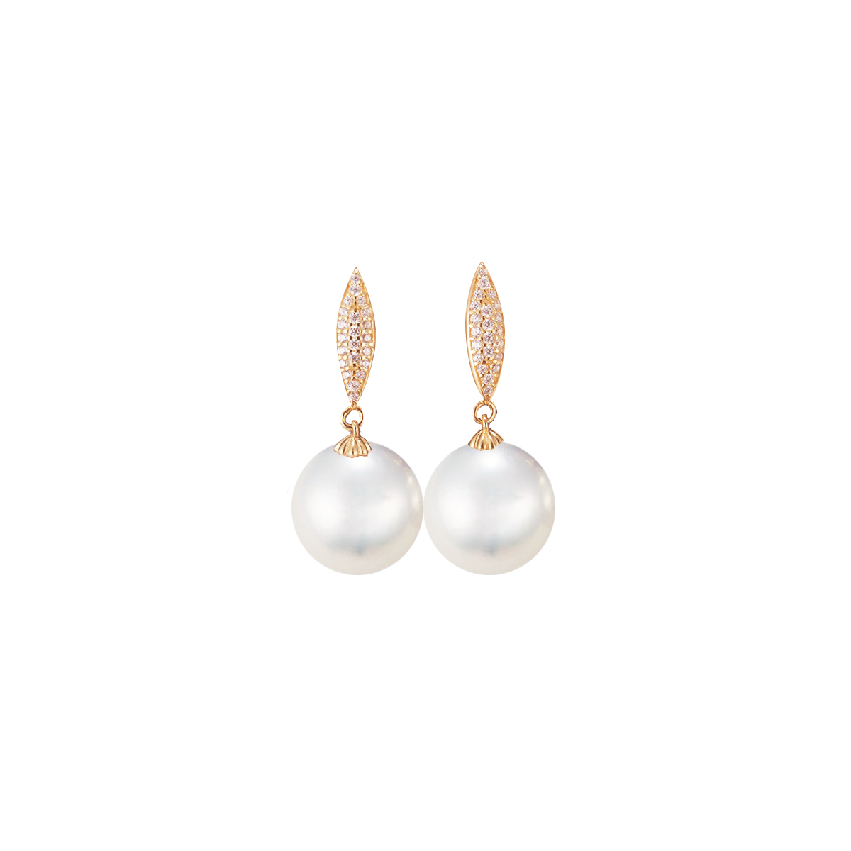 赛澳白-11-12mm白色淡水珍珠耳坠 淡水爱迪生 Pearl Earrings detail view