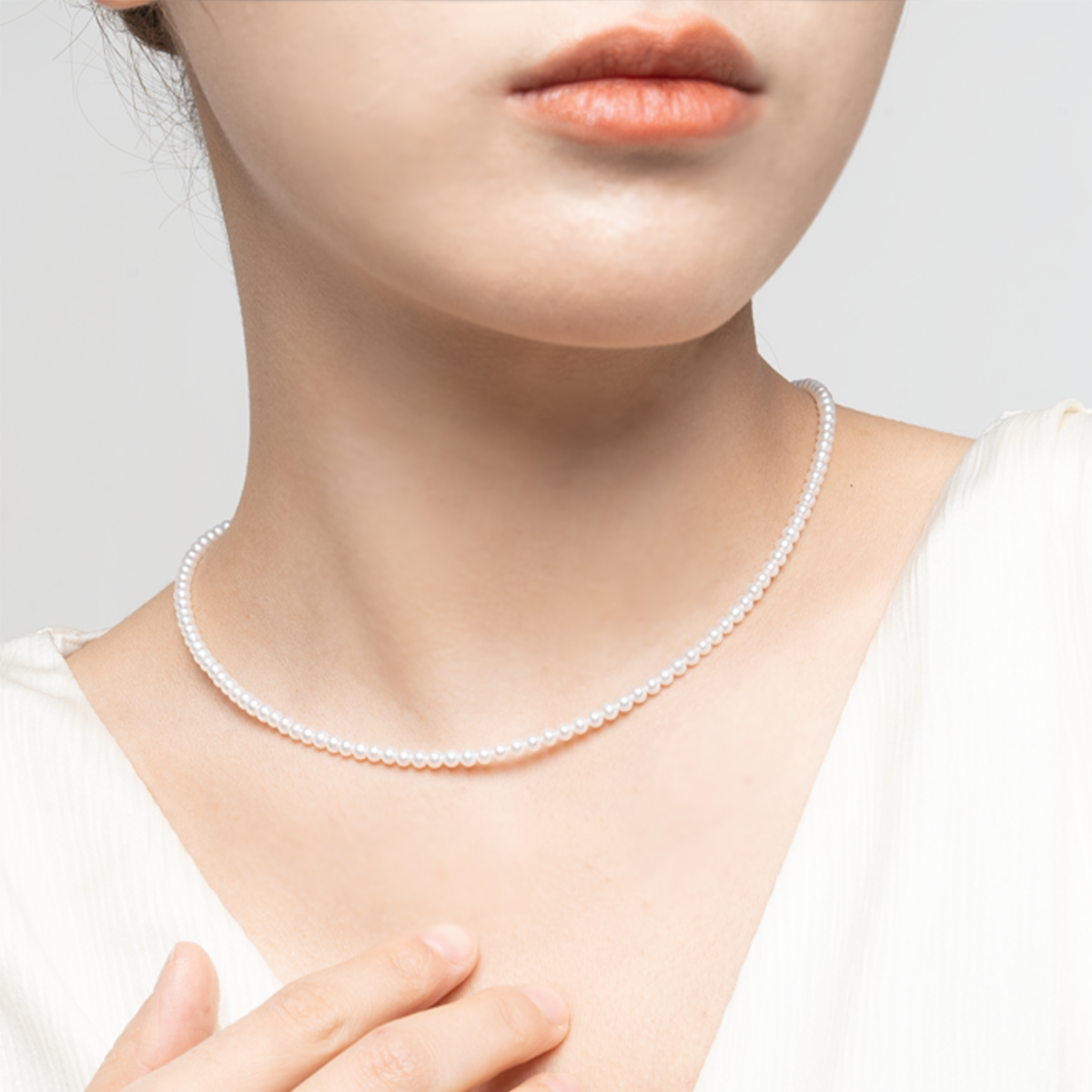 摩登小姐-3.5mm白色淡水AK baby珍珠项链 淡水AK Pearl Necklace detail view