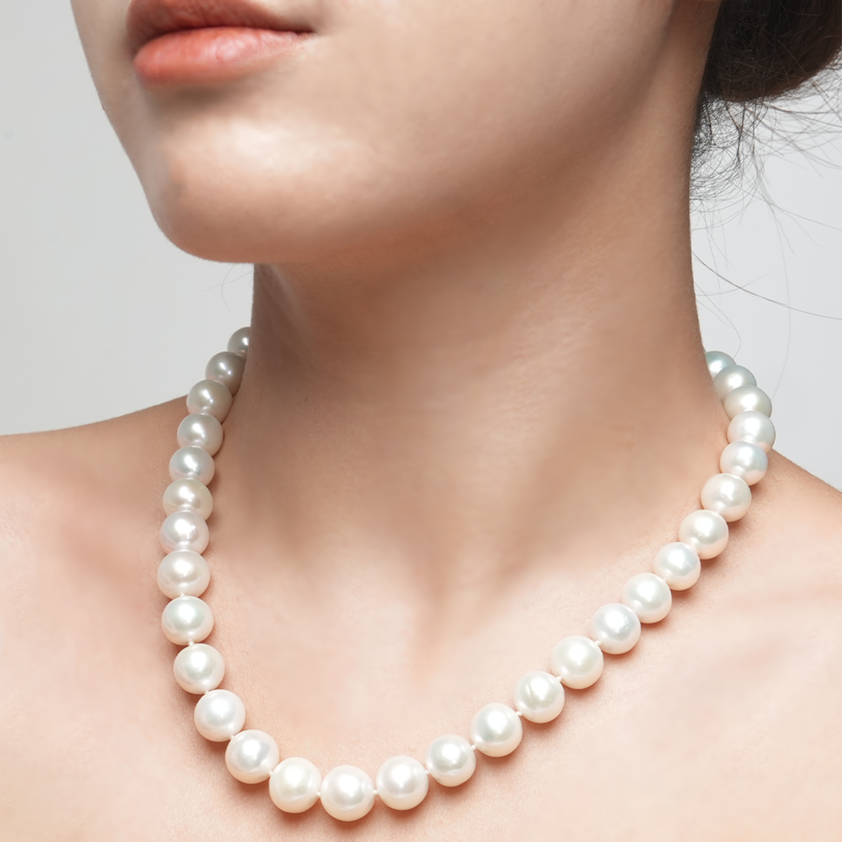 月华-10.5-12mm白色淡水珍珠项链 淡水爱迪生 Pearl Necklace detail view