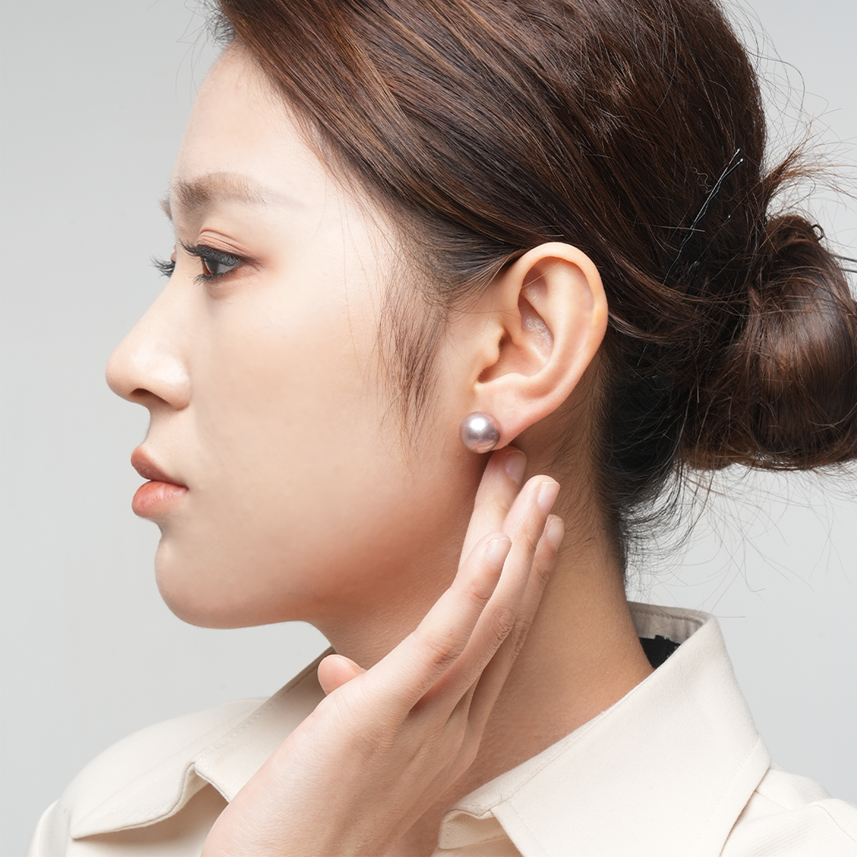 鎏金紫-11-12mm、12-13mm紫色淡水珍珠耳钉 淡水爱迪生 Pearl Earrings related product