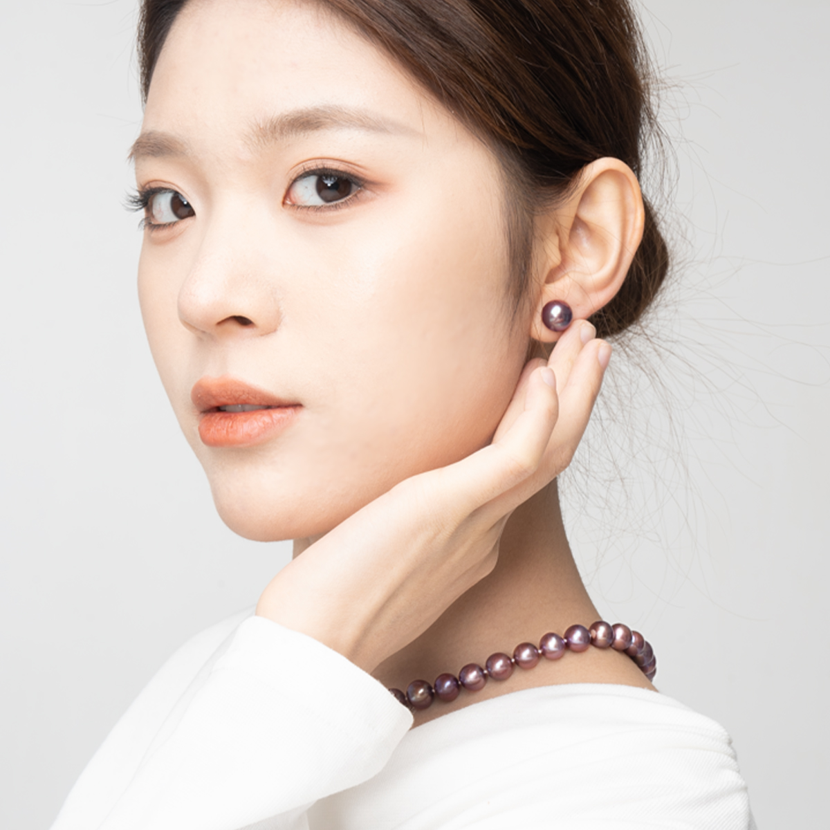 帝王紫-10-11mm紫色淡水珍珠耳钉 淡水爱迪生 Pearl Earrings related product