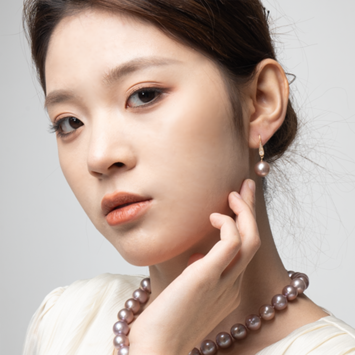 鎏金紫-11-12mm紫色淡水珍珠耳坠 淡水爱迪生 Pearl Earrings related product