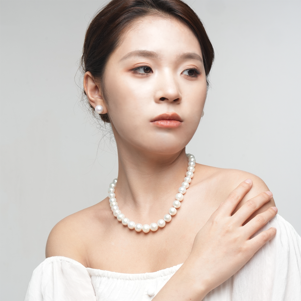 月华-10.5-12mm白色淡水珍珠项链 淡水爱迪生 Pearl Necklace detail view