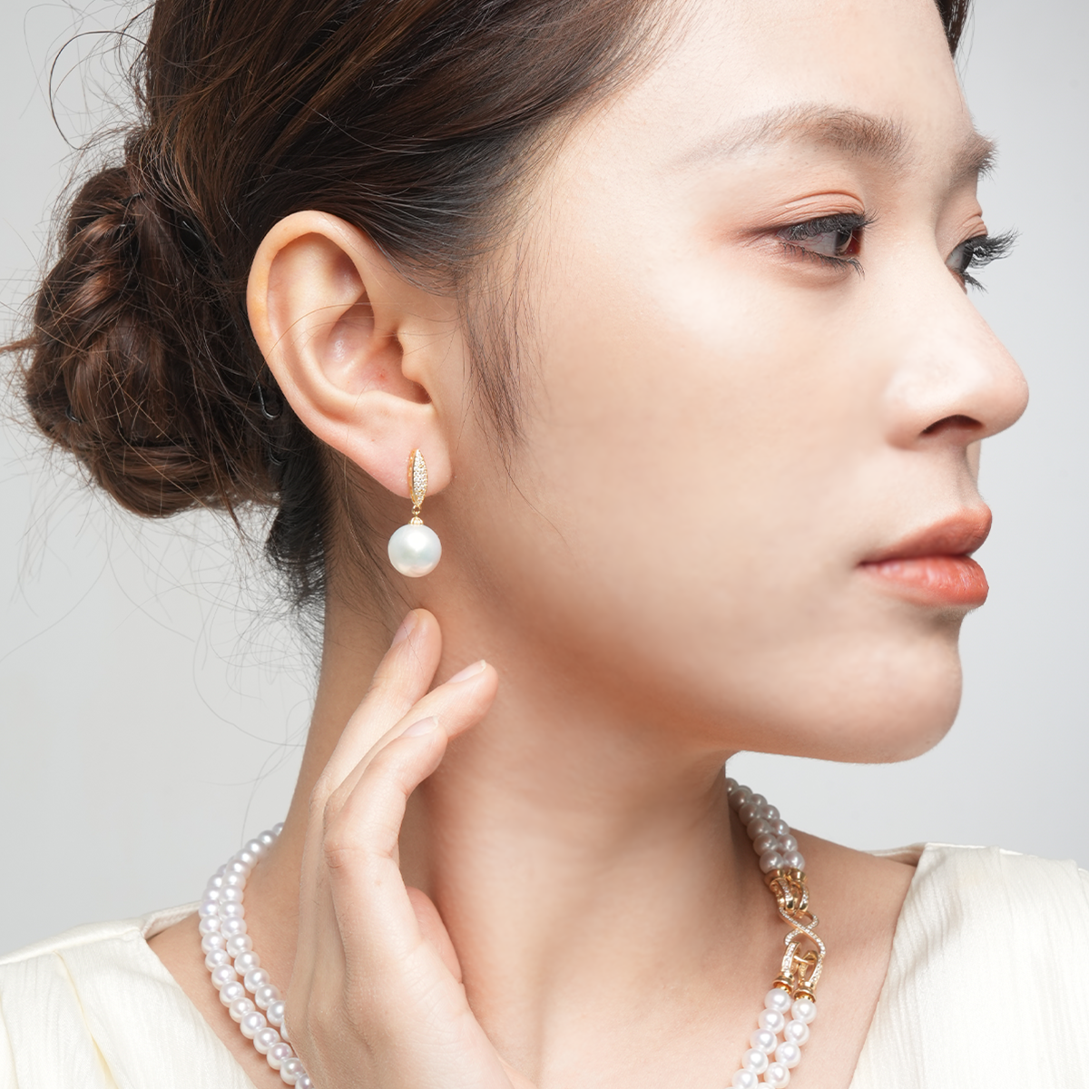 赛澳白-11-12mm白色淡水珍珠耳坠 淡水爱迪生 Pearl Earrings related product