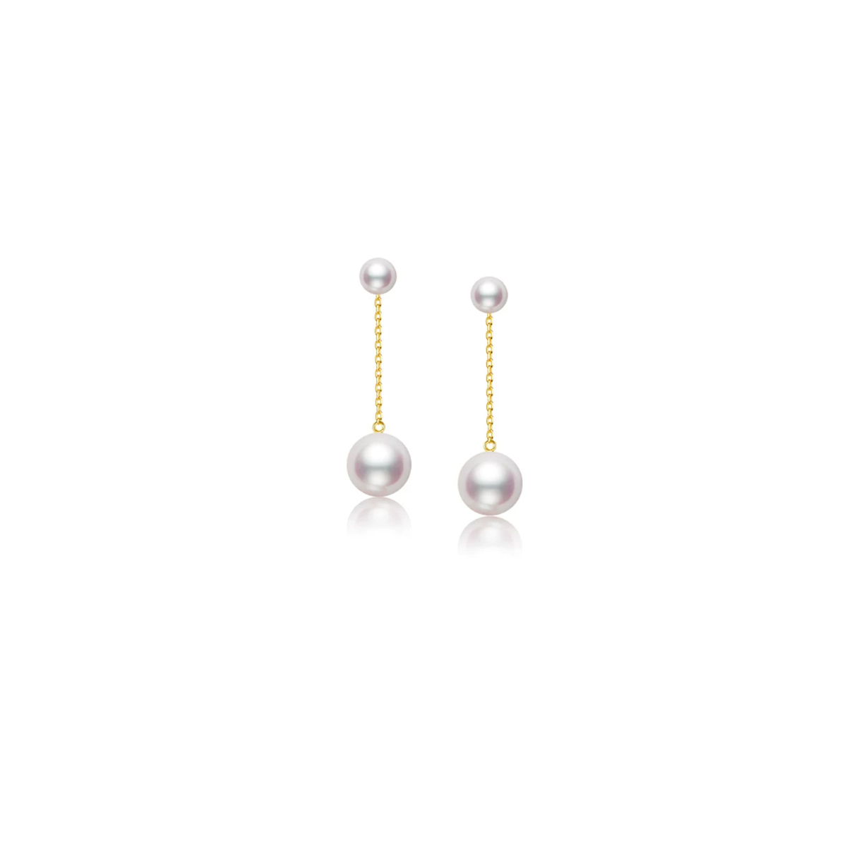 海水Akoya珍珠耳环女18K金长款双珠耳线气质通勤耳钉耳饰 Freshwater Pearl Earrings related product