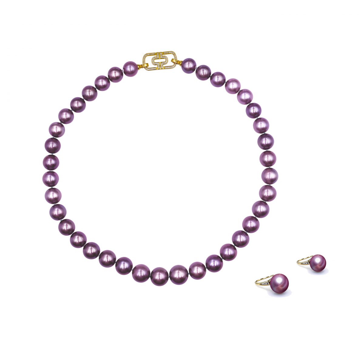 至尊帝王紫-紫色淡水珍珠项链耳环套装 淡水爱迪生 Pearl Taozhuang related product