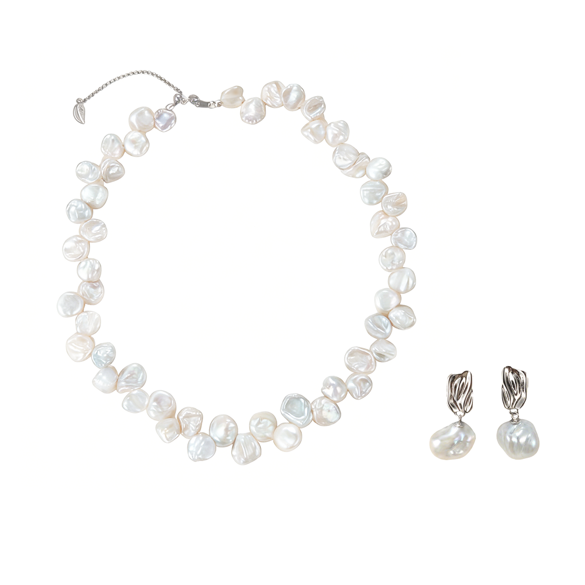 落英 -白色淡水无核keshi珍珠项链耳坠 淡水keshi Pearl Taozhuang related product