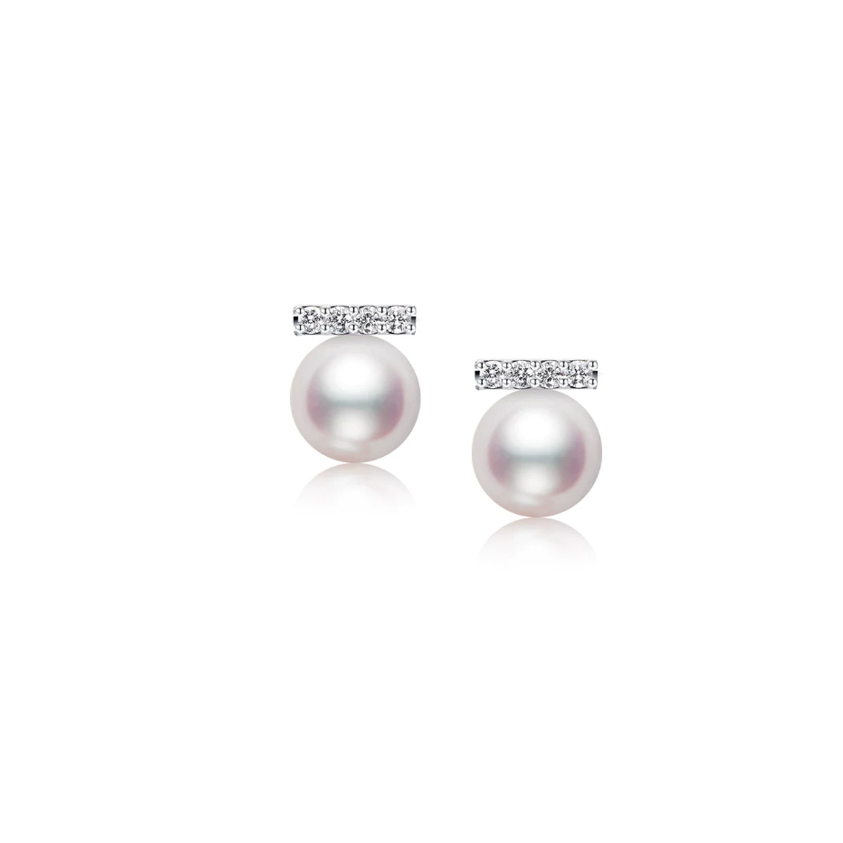 海水Akoya珍珠平衡木音符耳钉18K金天然钻石音符耳环 Freshwater Pearl Earrings related product