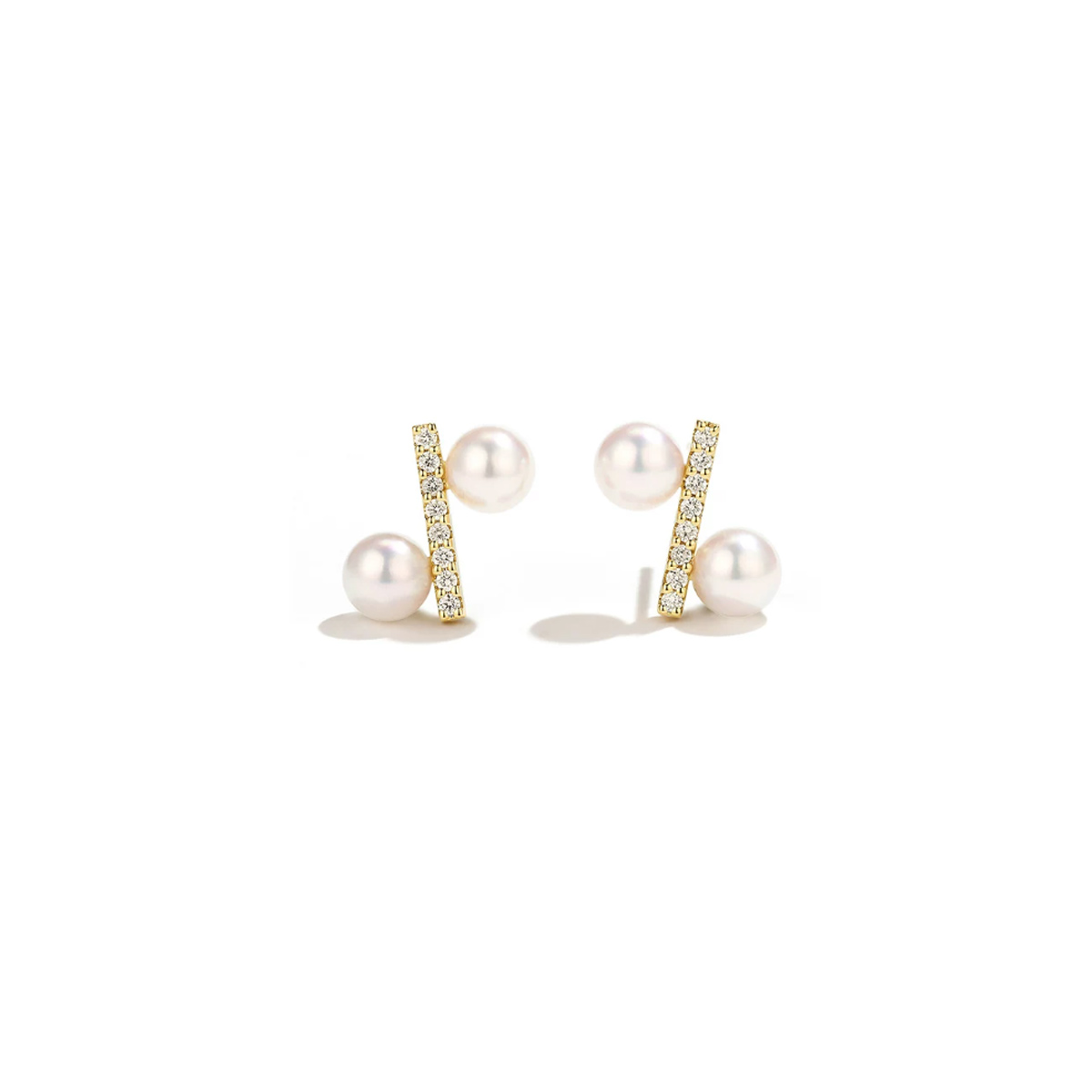 海水Akoya百分号珍珠耳钉18K金音符钻石耳环 Freshwater Pearl Earrings related product