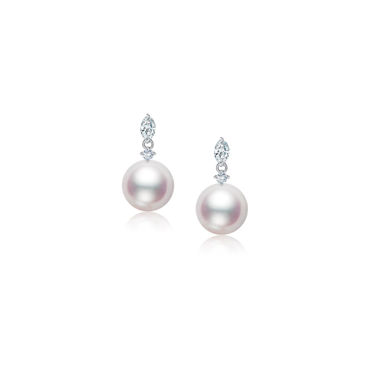 海水Akoya珍珠耳钉18K白金天然马眼钻石耳环 Freshwater Pearl Earrings related product