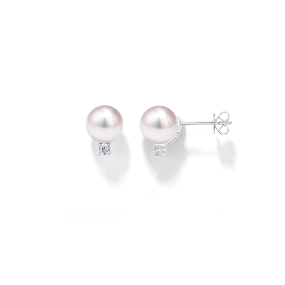 Akoya海水珍珠耳钉18K白金天然钻石耳环 Freshwater Pearl Earrings related product