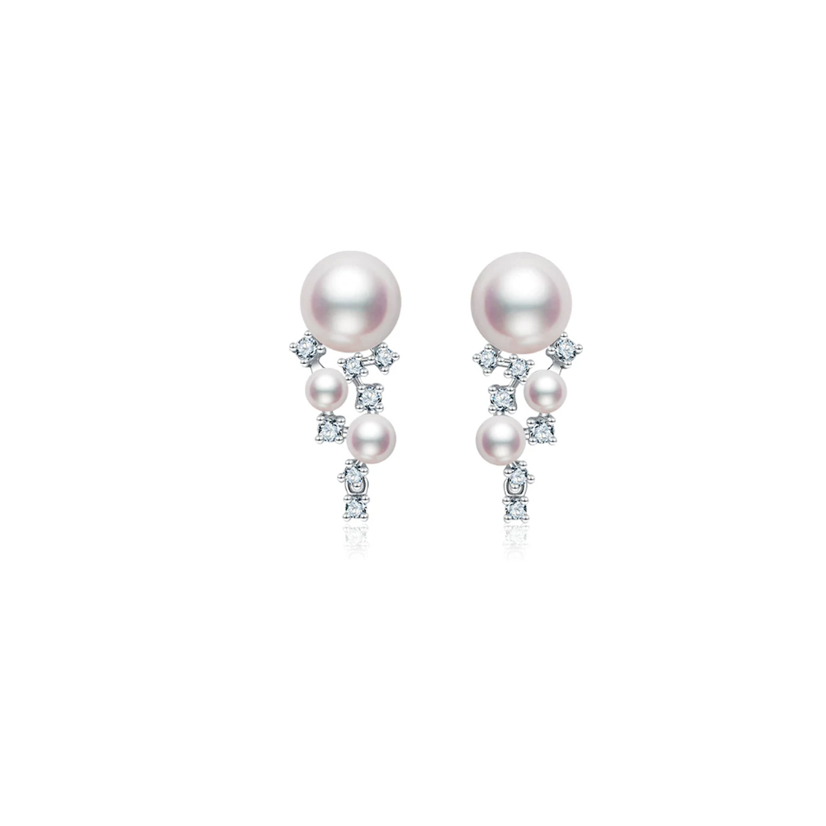 海水Akoya珍珠繁星耳钉18K金天然钻石精致轻奢耳钉耳饰 Freshwater Pearl Earrings related product