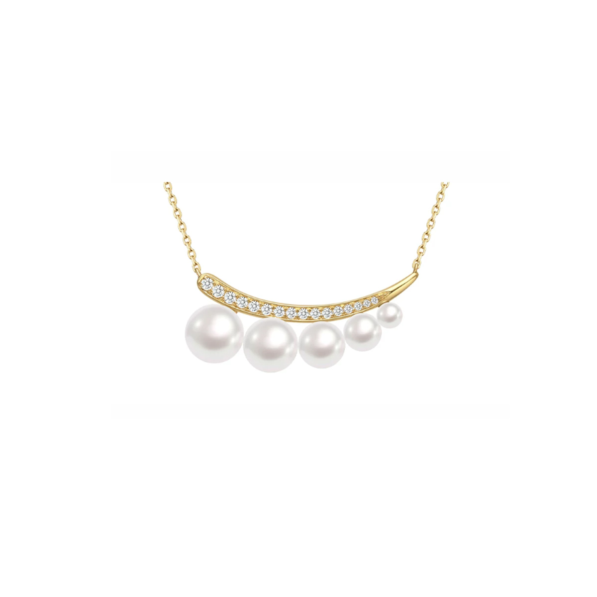 新月18K金Akoya海水珍珠项链钻石吊坠 Freshwater Pearl Necklace related product