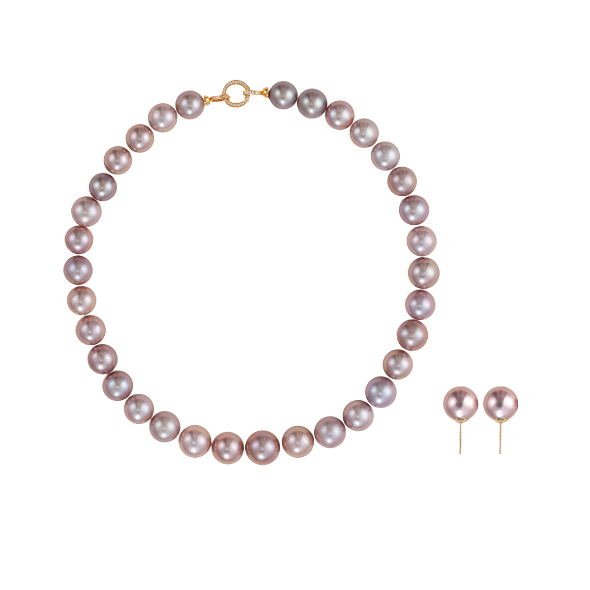鎏金紫-紫色淡水珍珠项链耳钉套装 淡水爱迪生 Pearl Taozhuang related product