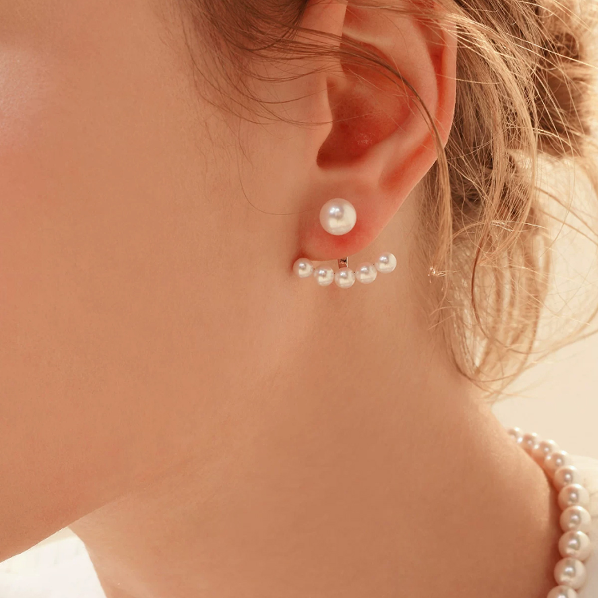 海水Akoya珍珠耳环18K金可拆卸珍珠耳坠 Freshwater Pearl Earrings detail view